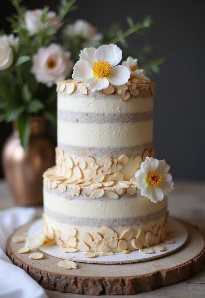 30 Wedding Cake Ideas That Are Almost Too Pretty to Eat 25 30 Wedding Cake Ideas That Are Almost Too Pretty to Eat - 25. Almond Cake