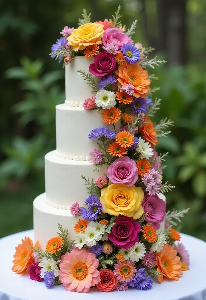 30 Wedding Cake Ideas That Are Almost Too Pretty to Eat 3 30 Wedding Cake Ideas That Are Almost Too Pretty to Eat - 3. Floral Cascade Cake