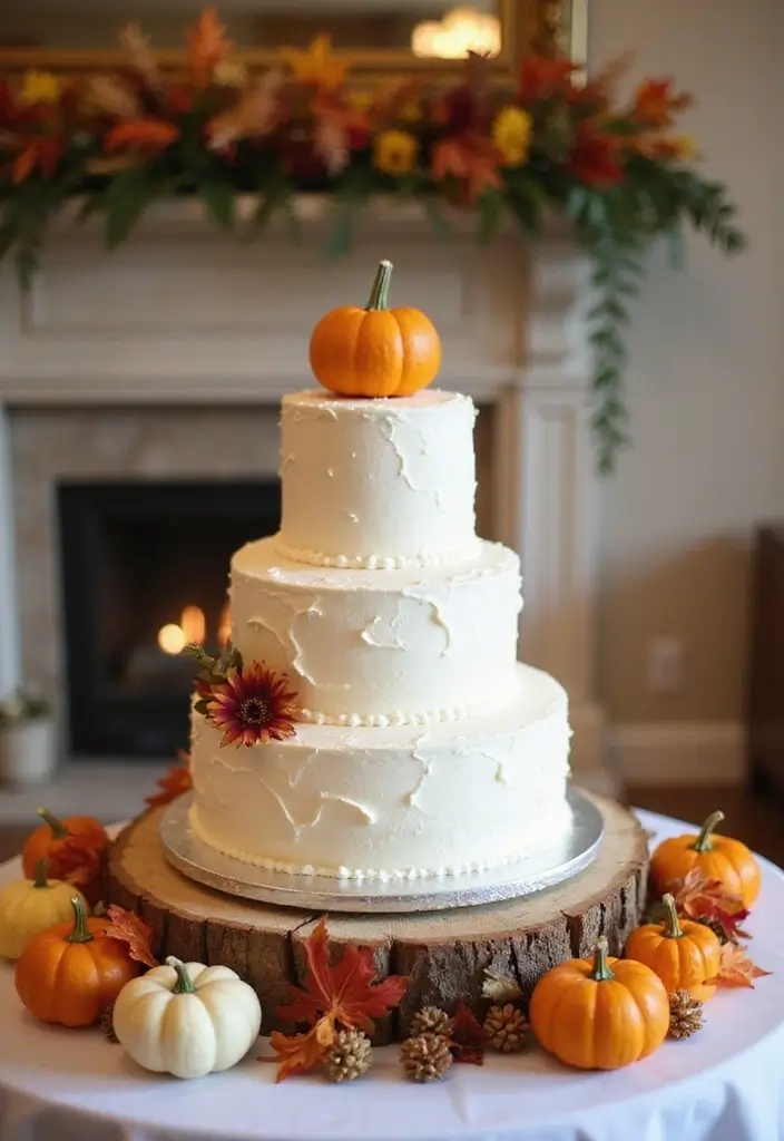 30 Wedding Cake Table Decorations That Make a Statement 13 30 Wedding Cake Table Decorations That Make a Statement - 13. Seasonal Elements