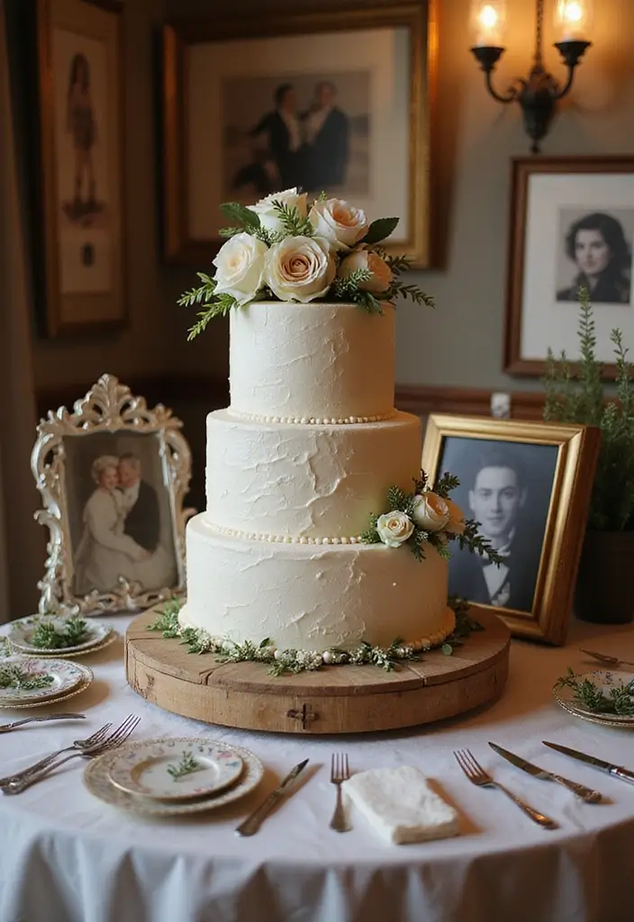 30 Wedding Cake Table Decorations That Make a Statement 15 30 Wedding Cake Table Decorations That Make a Statement - 15. Personal Touches