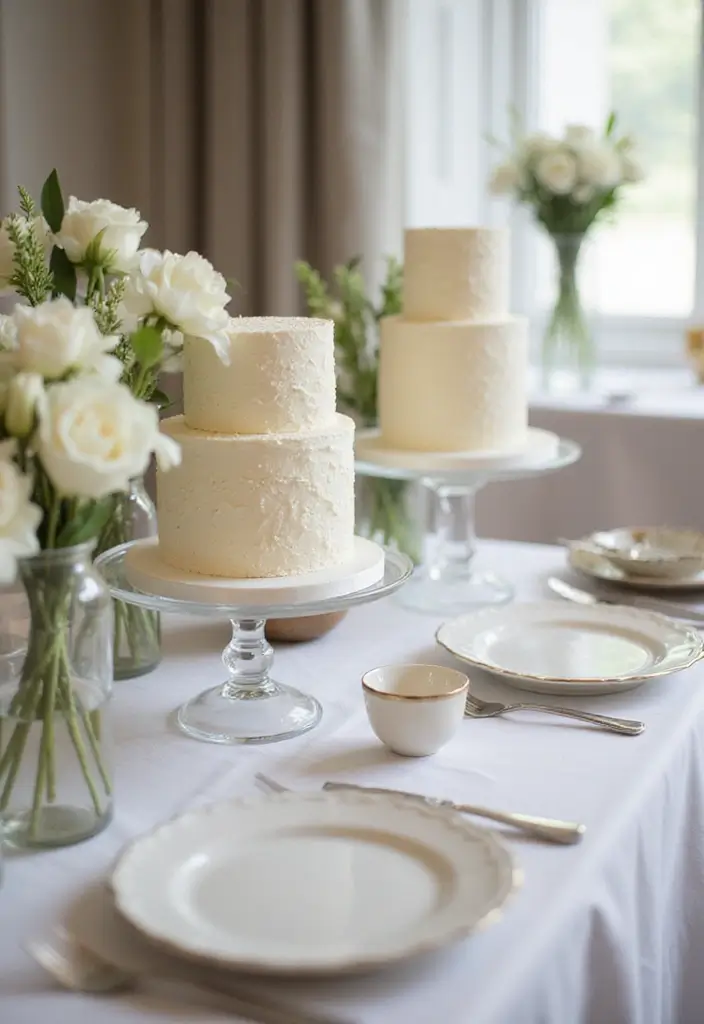 30 Wedding Cake Table Decorations That Make a Statement 16 30 Wedding Cake Table Decorations That Make a Statement - 16. Elegant Glass Accents
