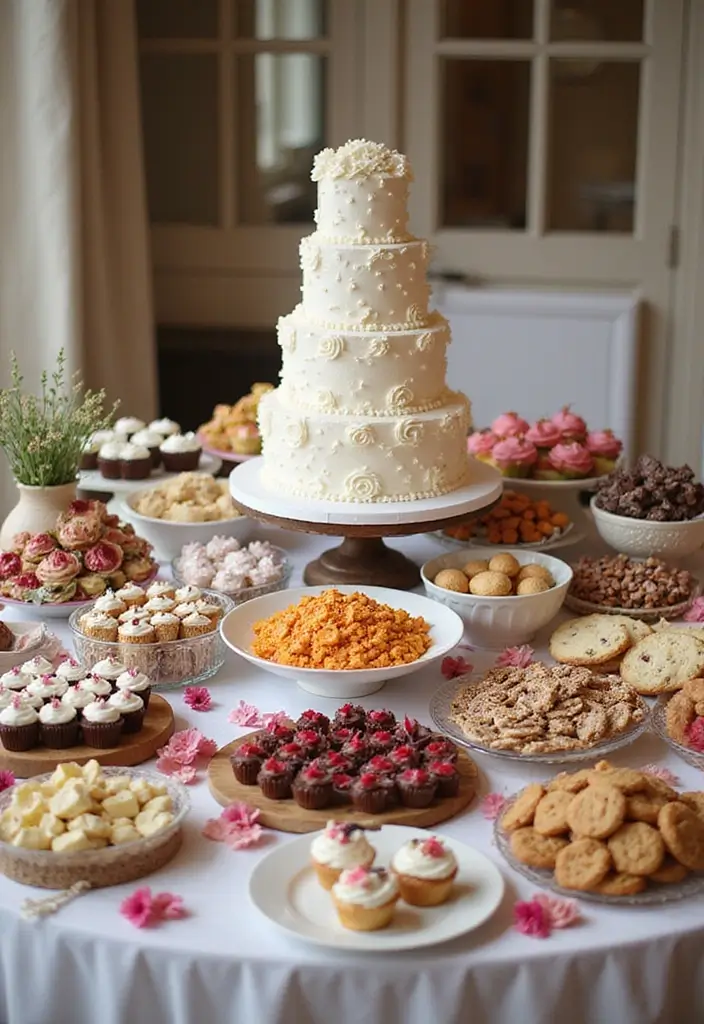 30 Wedding Cake Table Decorations That Make a Statement 17 30 Wedding Cake Table Decorations That Make a Statement - 17. Sweet Treats Display