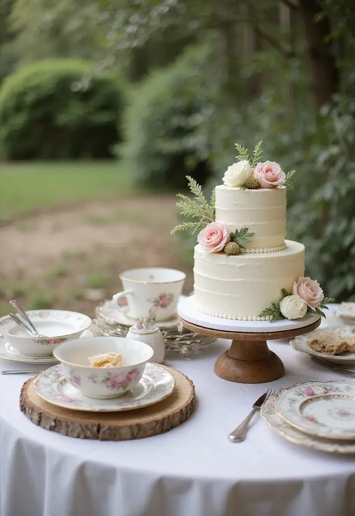 30 Wedding Cake Table Decorations That Make a Statement 18 30 Wedding Cake Table Decorations That Make a Statement - 18. Themed Tableware
