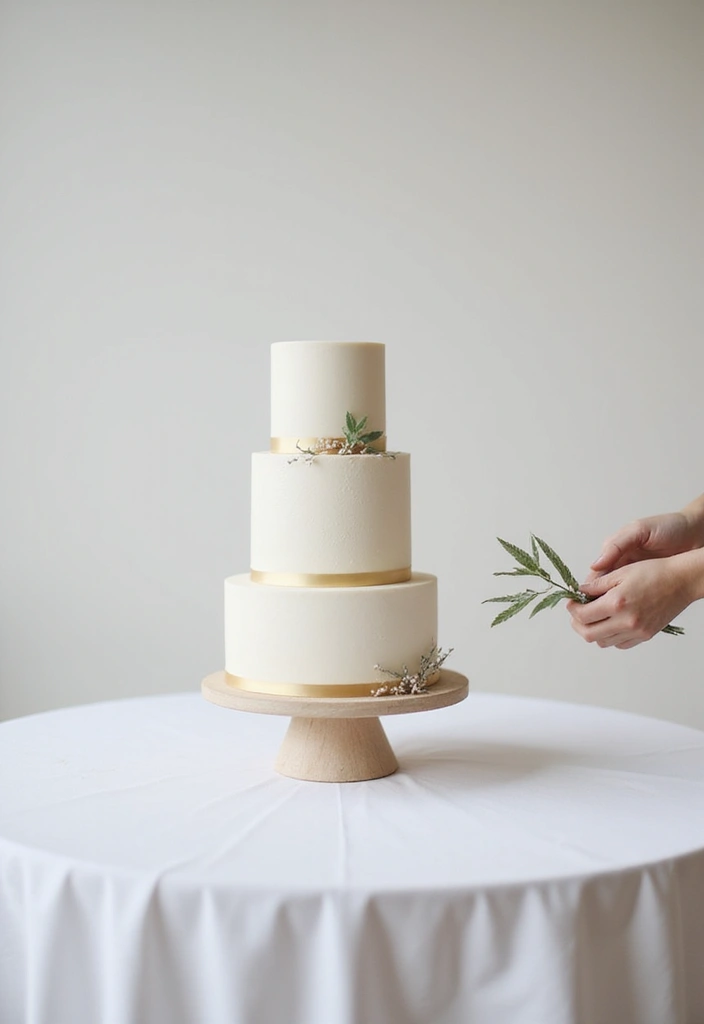 30 Wedding Cake Table Decorations That Make a Statement 19 30 Wedding Cake Table Decorations That Make a Statement - 19. Minimalist Display