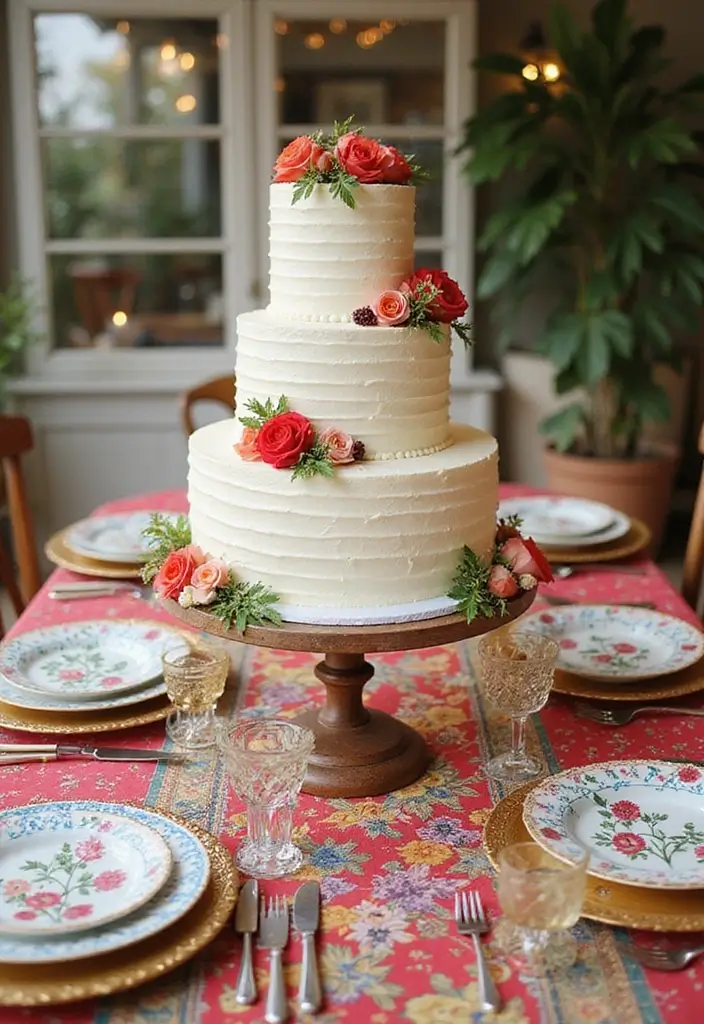 30 Wedding Cake Table Decorations That Make a Statement 28 30 Wedding Cake Table Decorations That Make a Statement - 28. Colorful Table Settings