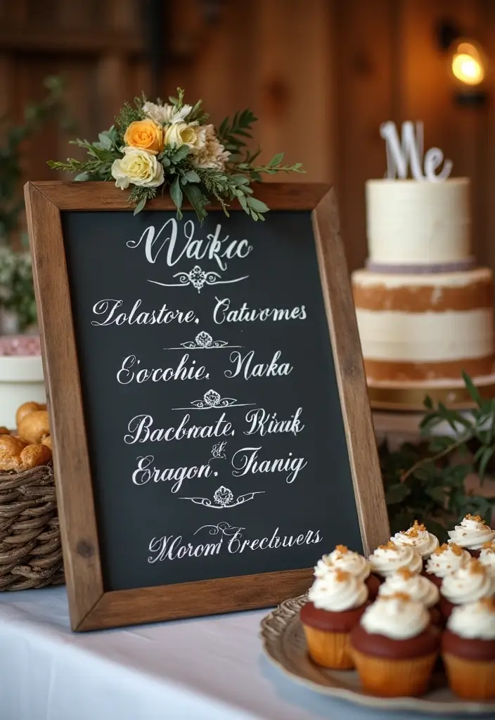 30 Wedding Cake Table Decorations That Make a Statement 30 30 Wedding Cake Table Decorations That Make a Statement - 30. Chalkboard Menus