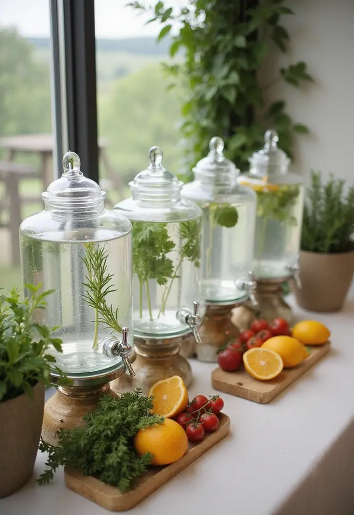 30 Wedding Decor Ideas to Wow Your Guests Instantly - 29. Herb-infused Water Stations