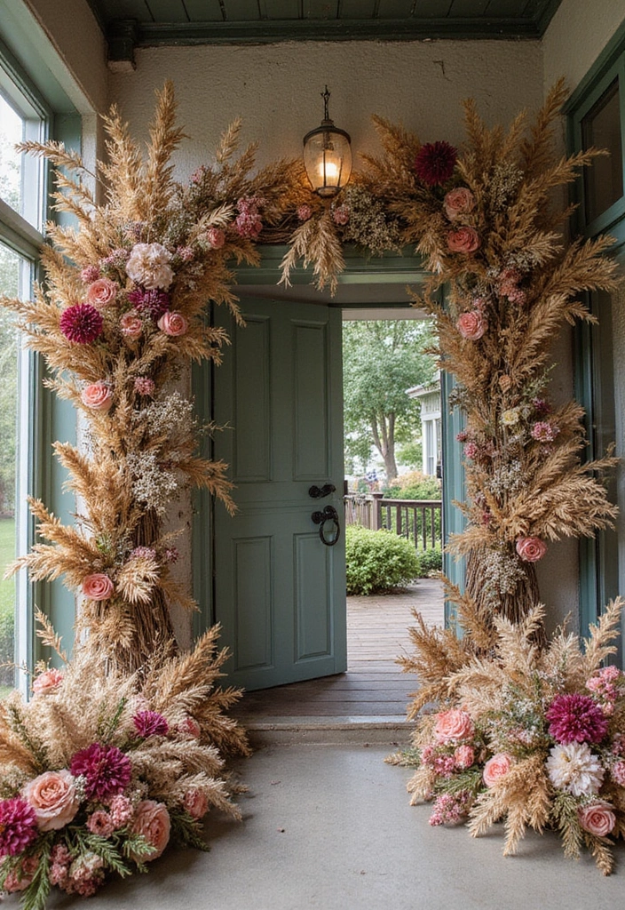 30 Wedding Entrance Decorations That Create a Grand First Impression 22 30 Wedding Entrance Decorations That Create a Grand First Impression - 21. Dried Floral Arrangements