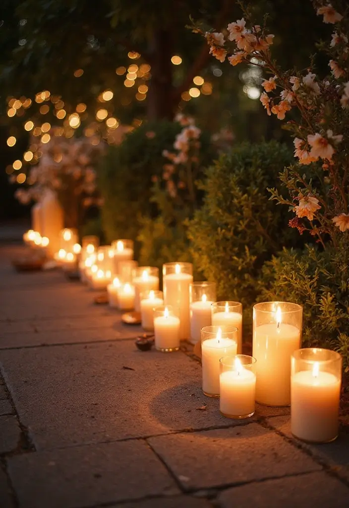 30 Wedding Entrance Decorations That Create a Grand First Impression 29 30 Wedding Entrance Decorations That Create a Grand First Impression - 28. Eco-Friendly Candles