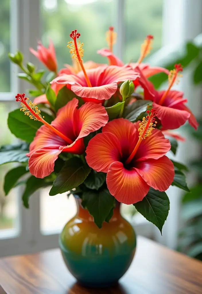 30 Wedding Flower Arrangements That Add Romance to Every Corner - 15. Bright Tropical Arrangements