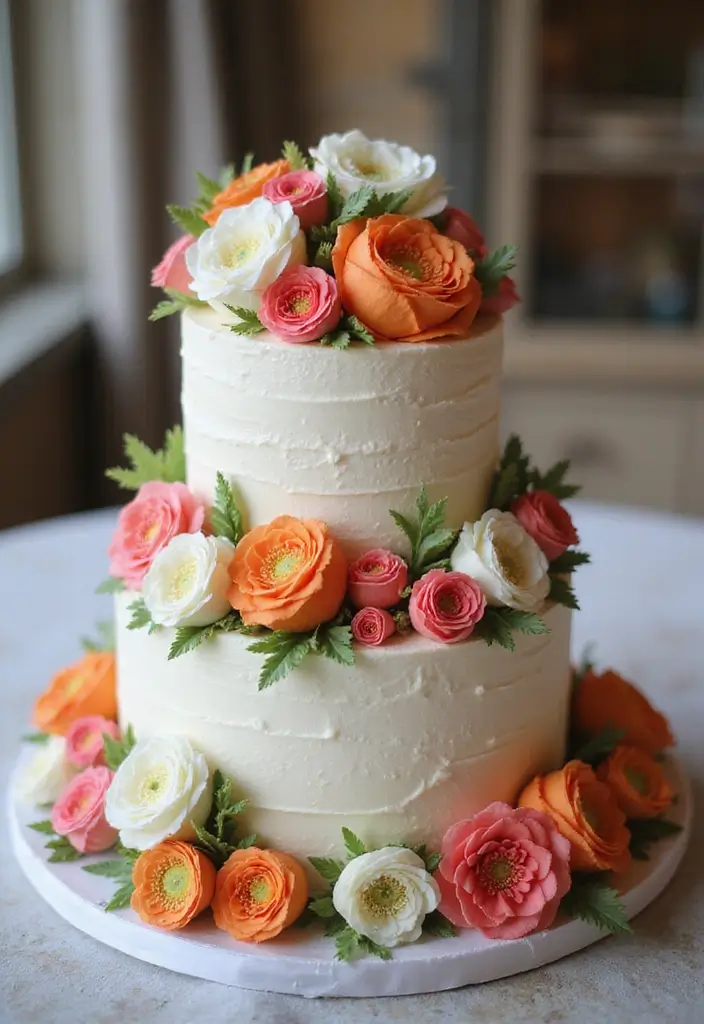 30 Wedding Flower Arrangements That Add Romance to Every Corner - 22. Floral Cake Toppers