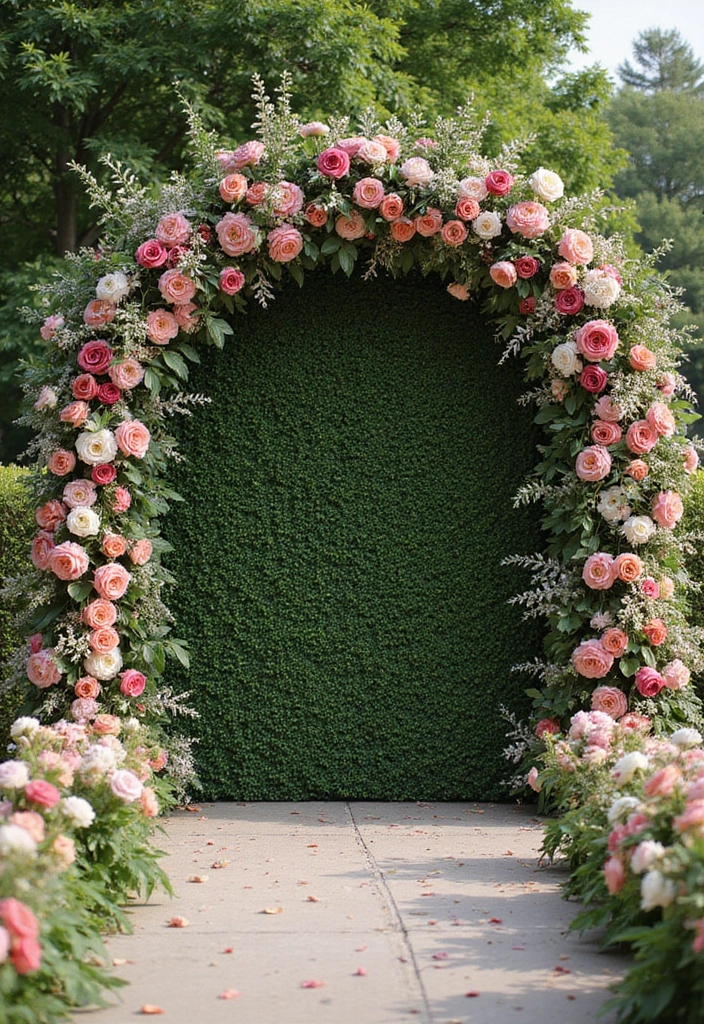 30 Wedding Flower Arrangements That Add Romance to Every Corner - 24. Rustic Floral Backdrops