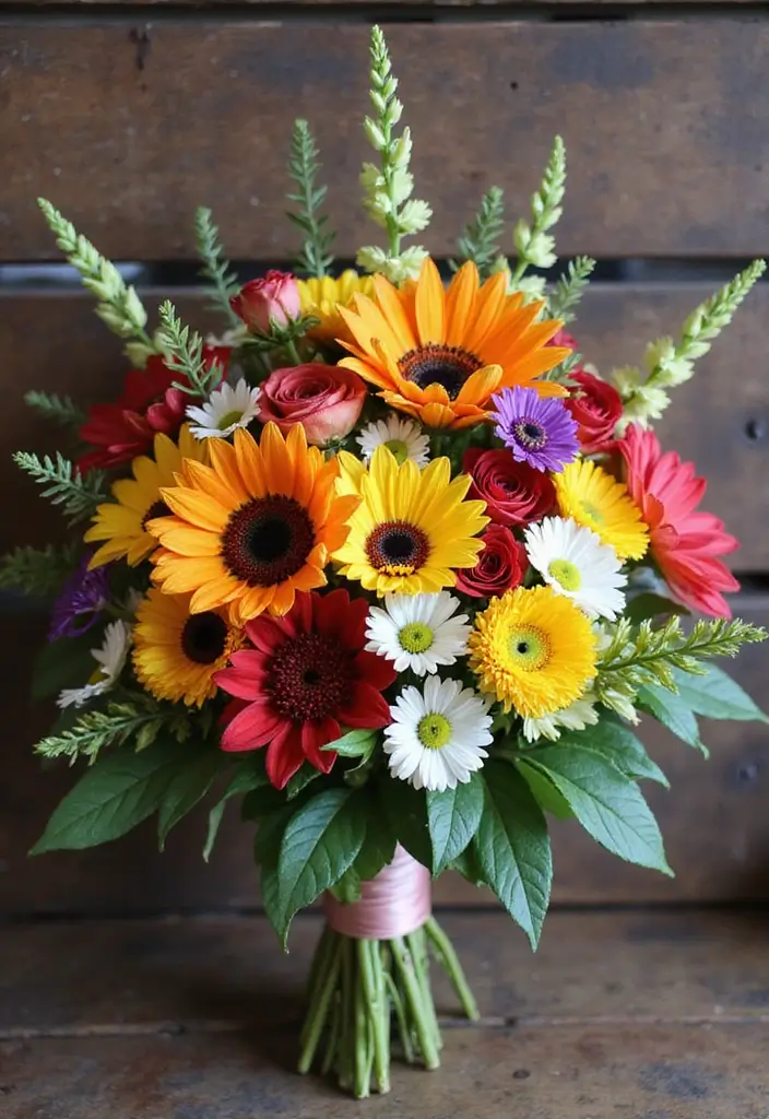 30 Wedding Flower Arrangements That Add Romance to Every Corner - 25. Bright and Bold Bouquets