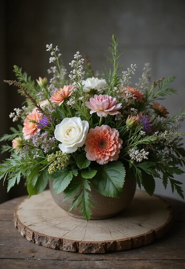 30 Wedding Flower Arrangements That Add Romance to Every Corner - 30. Foraged Floral Arrangements