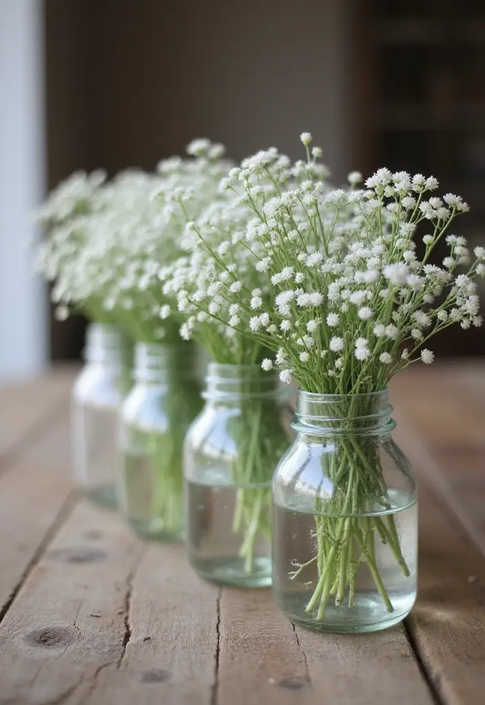 30 Wedding Flower Arrangements That Add Romance to Every Corner - 4. Elegant Baby’s Breath Accents