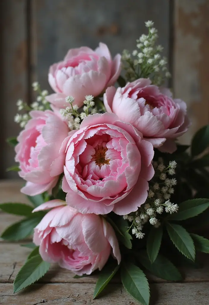 30 Wedding Flower Arrangements That Add Romance to Every Corner - 9. Romantic Peony Bouquets