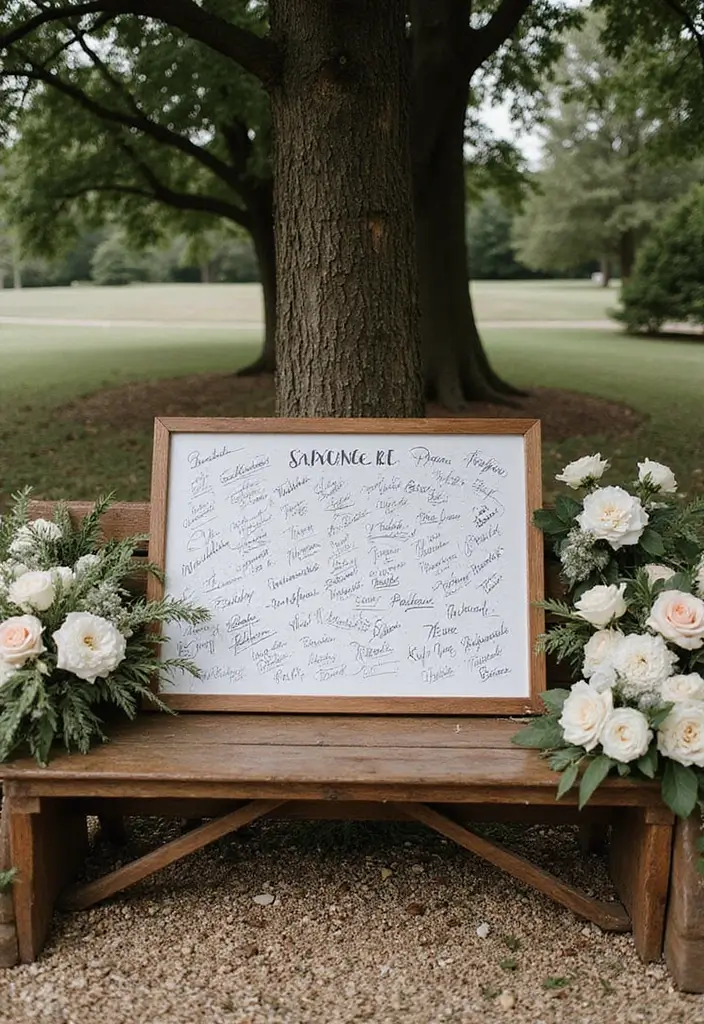 30 Wedding Guest Book Ideas That Are Fun and Creative 14 30 Wedding Guest Book Ideas That Are Fun and Creative - 14. Guest Book Bench
