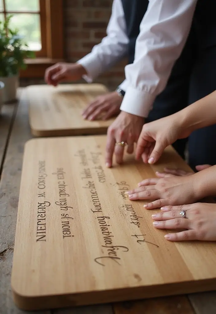 30 Wedding Guest Book Ideas That Are Fun and Creative 28 30 Wedding Guest Book Ideas That Are Fun and Creative - 28. Engraved Wooden Guest Book