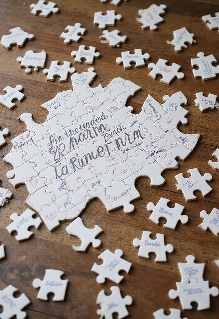 30 Wedding Guest Book Ideas That Are Fun and Creative 8 30 Wedding Guest Book Ideas That Are Fun and Creative - 8. Puzzle Piece Guest Book