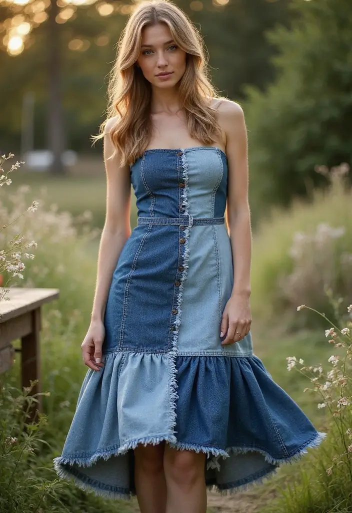 30 Wedding Guest Dresses for Summer That Are Stylish and Breezy - 13. Upcycled Denim Dress