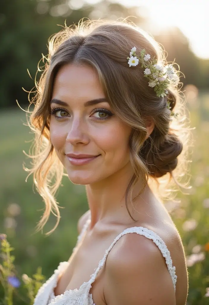 30 Wedding Hair Down Styles That Feel Natural and Beautiful - 11. Natural Textured Updo