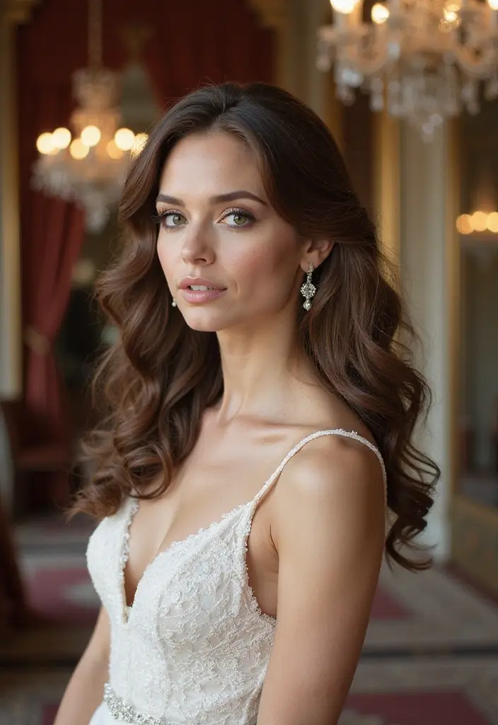 30 Wedding Hair Down Styles That Feel Natural and Beautiful - 14. Voluminous Curls with Side Part