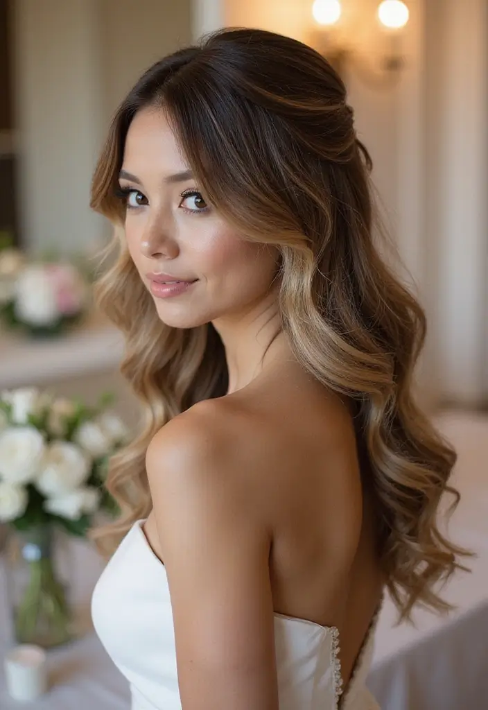 30 Wedding Hair Down Styles That Feel Natural and Beautiful - 16. Glamorous Side Swept Waves