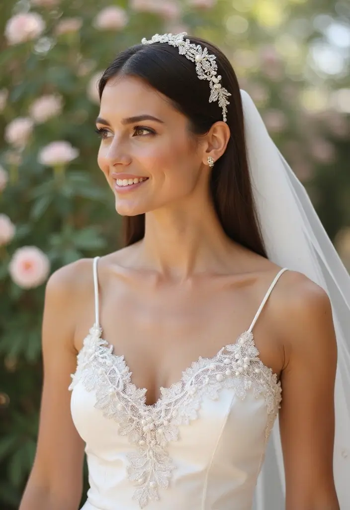 30 Wedding Hair Down Styles That Feel Natural and Beautiful - 5. Glamorous Straight Down