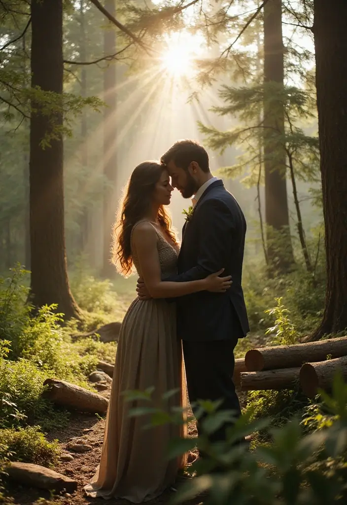 30 Wedding Photoshoot Ideas Every Couple Should Try at Least Once - 2. Rustic Charm in the Woods