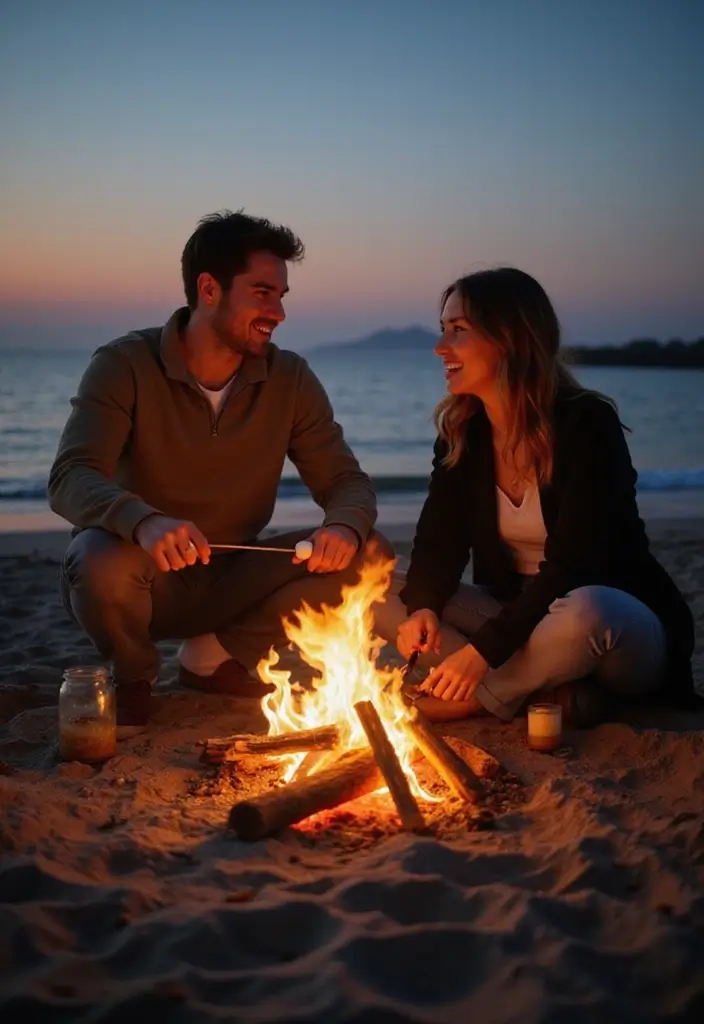 30 Wedding Photoshoot Ideas Every Couple Should Try at Least Once - 23. Beach Bonfire