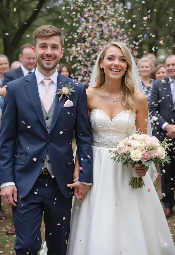 30 Wedding Picture Poses You’ll Want to Save for Your Photographer - 20. The Confetti Shot
