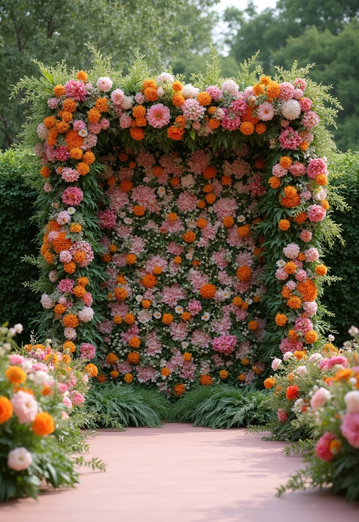30 Wedding Stage Decorations That Transform Any Venue Into a Fairytale 15 30 Wedding Stage Decorations That Transform Any Venue Into a Fairytale - 15. DIY Flower Wall