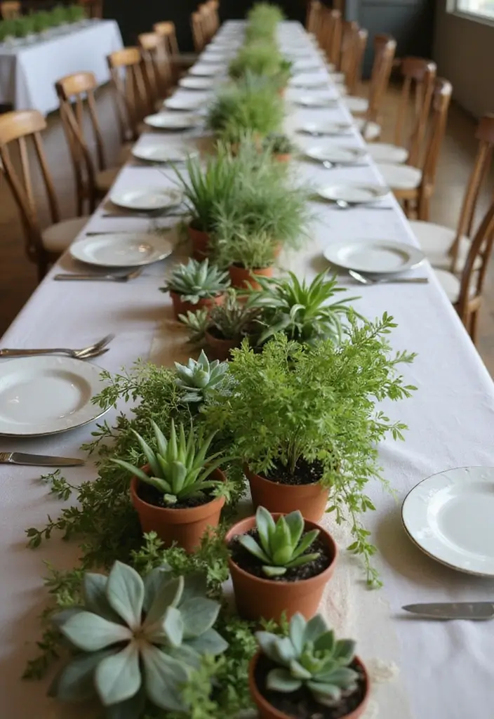 30 Wedding Stage Decorations That Transform Any Venue Into a Fairytale 19 30 Wedding Stage Decorations That Transform Any Venue Into a Fairytale - 19. Live Plant Table Decor