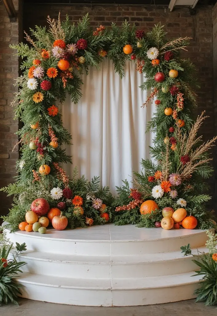 30 Wedding Stage Decorations That Transform Any Venue Into a Fairytale 21 30 Wedding Stage Decorations That Transform Any Venue Into a Fairytale - 21. Seasonal Decor Elements