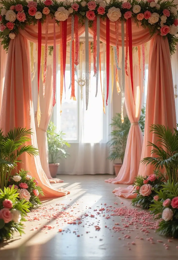 30 Wedding Stage Decorations That Transform Any Venue Into a Fairytale 29 30 Wedding Stage Decorations That Transform Any Venue Into a Fairytale - 29. Colorful Ribbons