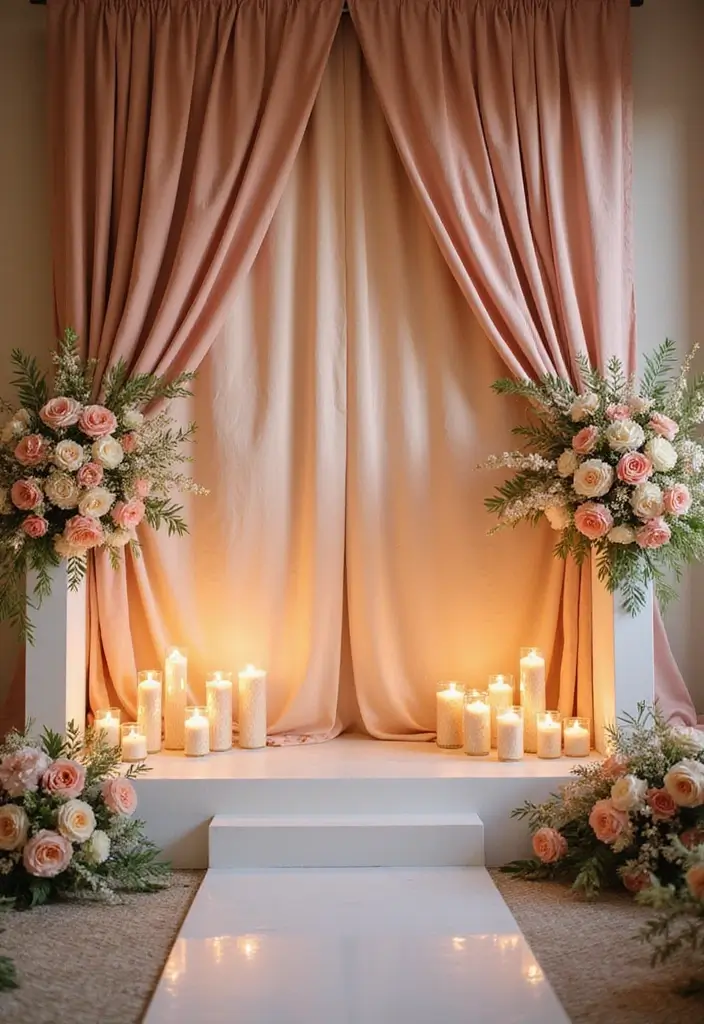 30 Wedding Stage Decorations That Transform Any Venue Into a Fairytale 5 30 Wedding Stage Decorations That Transform Any Venue Into a Fairytale - 5. Elegant Drapery