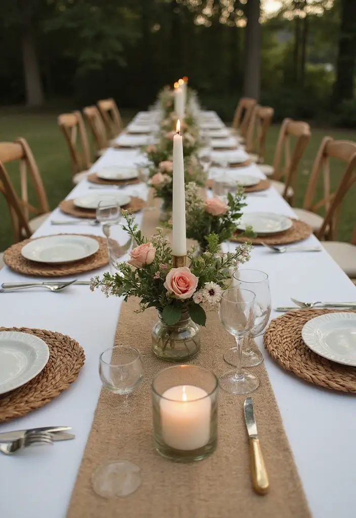 30 Wedding Table Centerpieces That Make a Big Impact 10 30 Wedding Table Centerpieces That Make a Big Impact - 10. Natural Fiber Table Runners