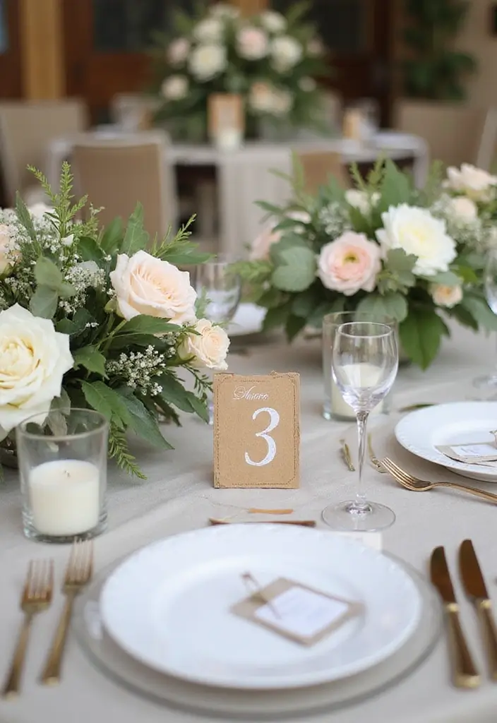 30 Wedding Table Centerpieces That Make a Big Impact 12 30 Wedding Table Centerpieces That Make a Big Impact - 12. Eco-Friendly Table Numbers