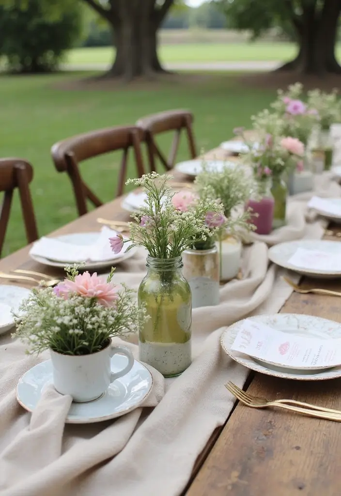 30 Wedding Table Centerpieces That Make a Big Impact 17 30 Wedding Table Centerpieces That Make a Big Impact - 17. Upcycled Container Centerpieces