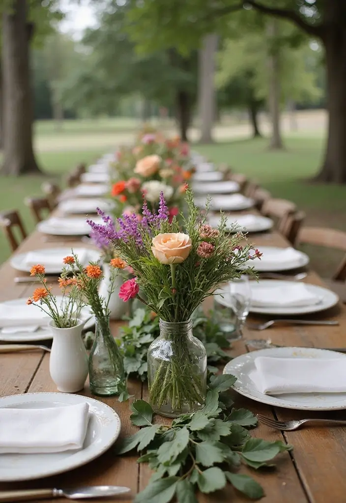 30 Wedding Table Centerpieces That Make a Big Impact 2 30 Wedding Table Centerpieces That Make a Big Impact - 2. Floral Fantasies in Recycled Vases