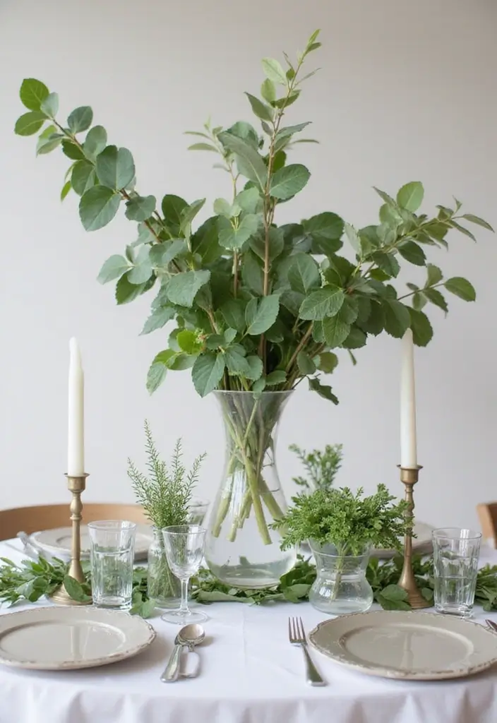 30 Wedding Table Centerpieces That Make a Big Impact 21 30 Wedding Table Centerpieces That Make a Big Impact - 21. Minimalist Greenery Centerpieces