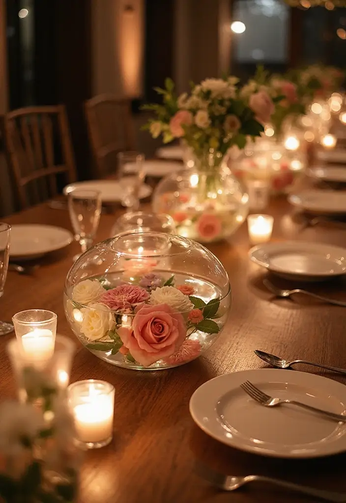 30 Wedding Table Centerpieces That Make a Big Impact 23 30 Wedding Table Centerpieces That Make a Big Impact - 23. Floating Floral Centerpieces