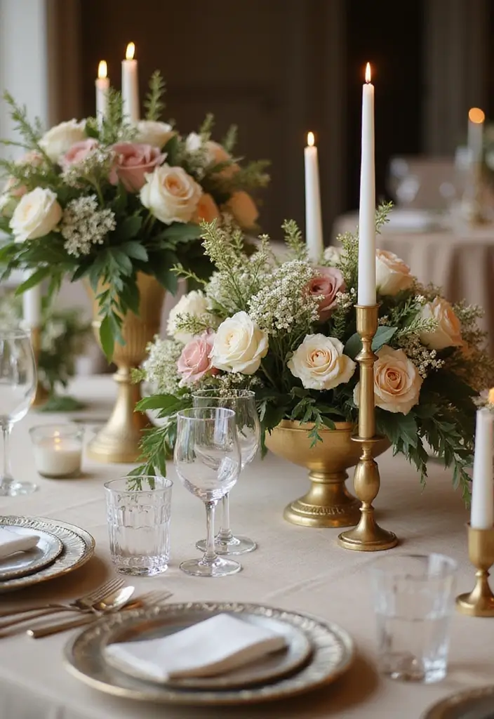 30 Wedding Table Centerpieces That Make a Big Impact 25 30 Wedding Table Centerpieces That Make a Big Impact - 25. Silver and Gold Accents