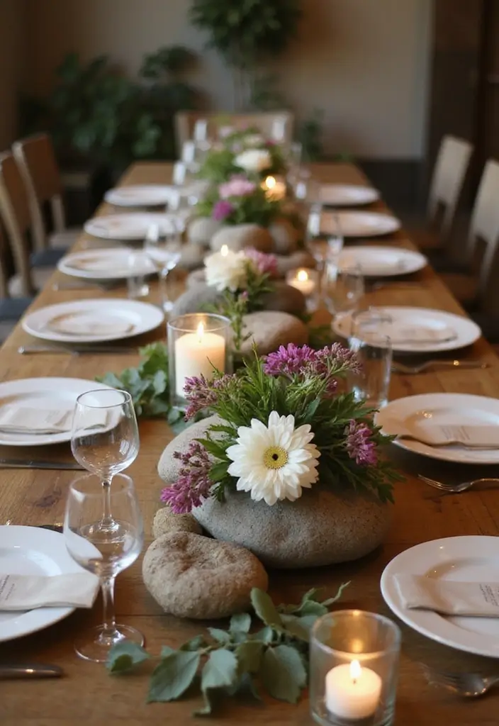 30 Wedding Table Centerpieces That Make a Big Impact 29 30 Wedding Table Centerpieces That Make a Big Impact - 29. Earthy Stone Arrangements