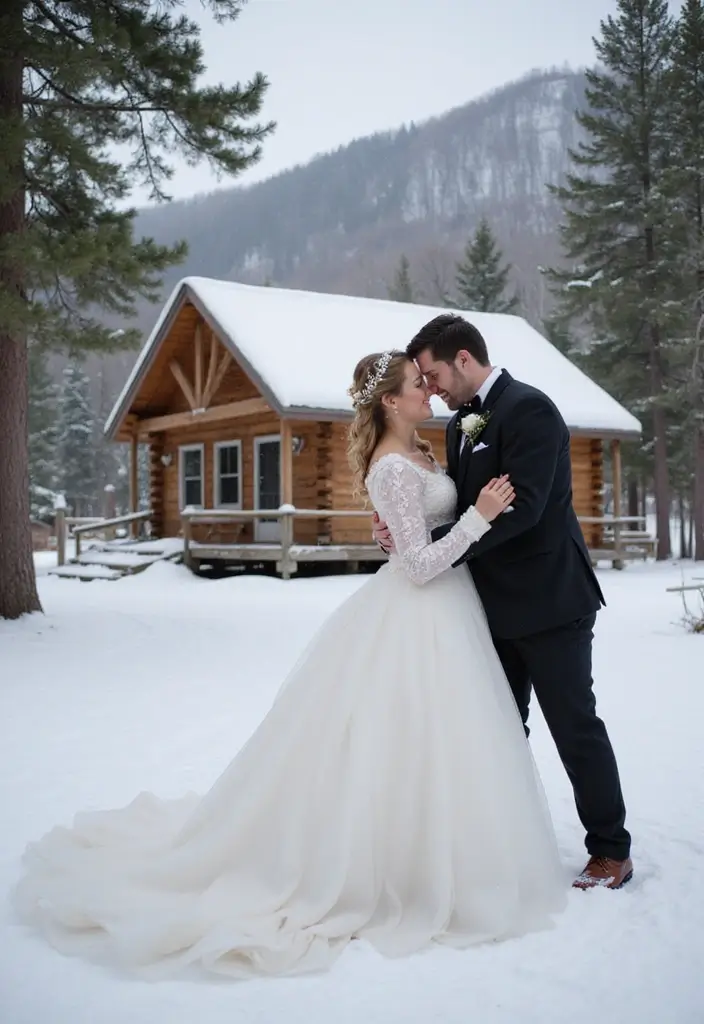 30 Winter Wedding Ideas That Feel Magical and Cozy - 11. Snowy Photo Opportunities