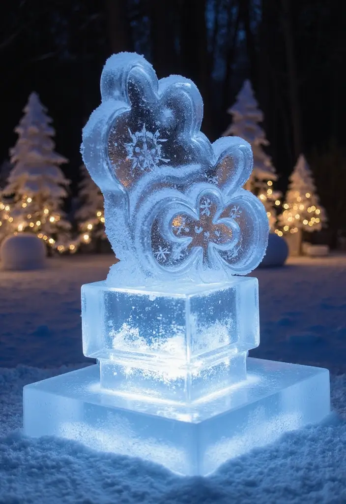30 Winter Wedding Ideas That Feel Magical and Cozy - 20. Elegant Ice Sculptures