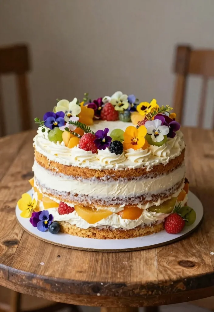 10 50th Anniversary Cake Ideas That Feel Meaningful and Elegant - 5. Rustic Naked Cake with Seasonal Fruits 1
