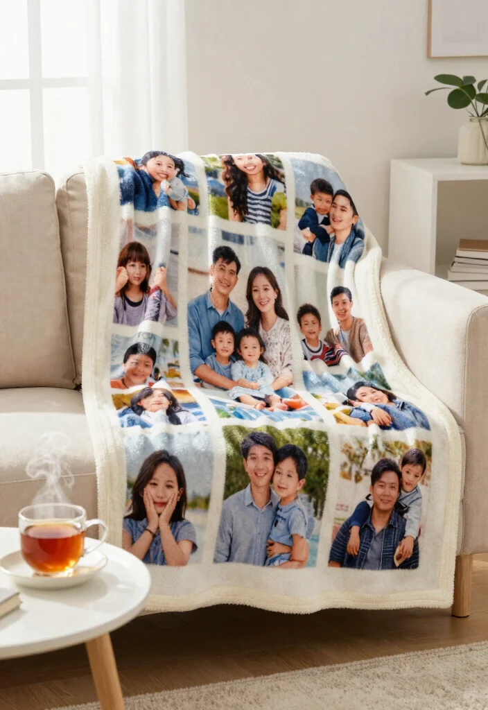 10 50th Anniversary Gift Ideas That Feel Personal and Timeless - 8. Personalized Blanket with Family Photos 1