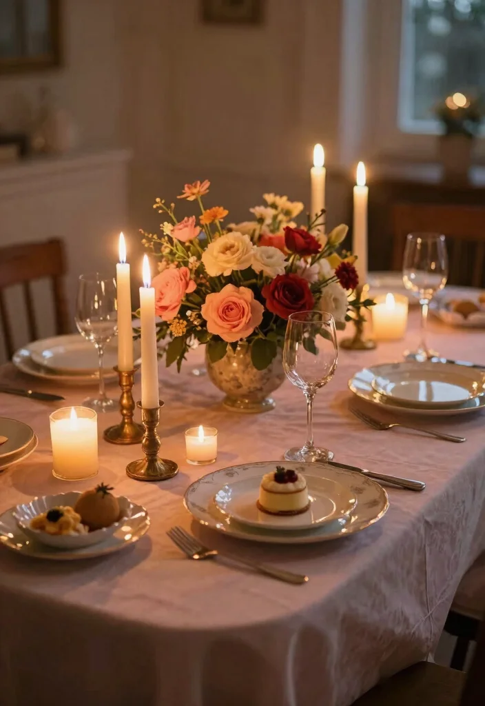10 Anniversary Room Decoration Ideas for a Romantic Surprise - 4. Candlelit Dinner Table 1