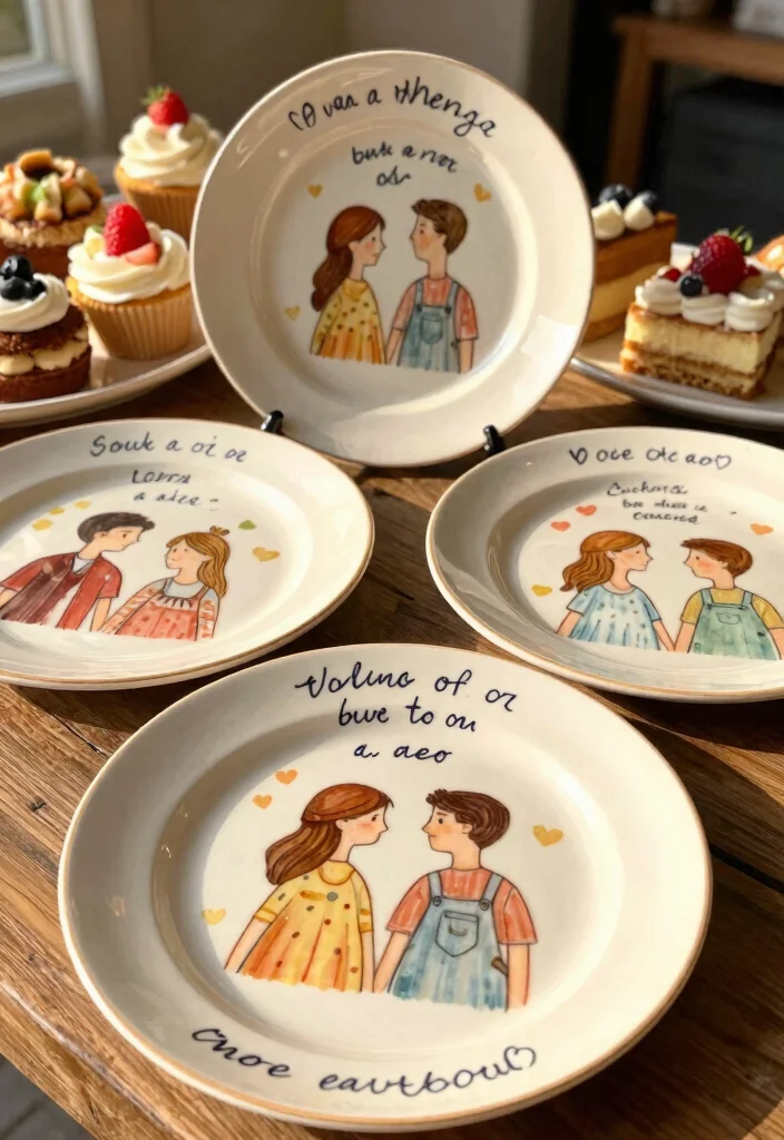 10 Anniversary Room Decoration Ideas for a Romantic Surprise - 8. Personalized Dessert Plates 1